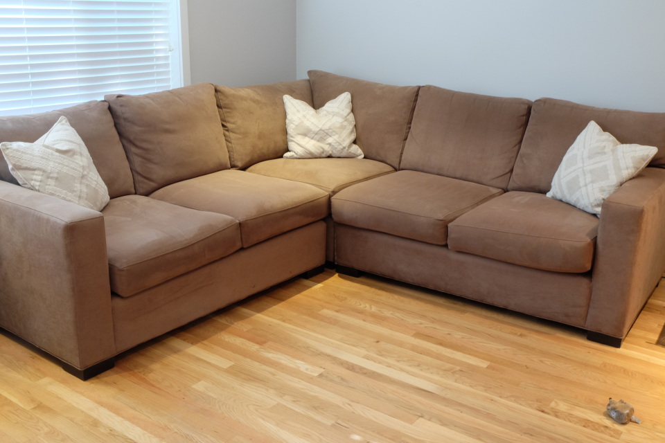 5-piece crate and barrel leather sectional sofa